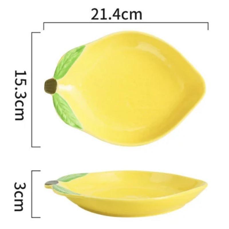 European Lemon Shape Dinner Plate Creative Cute Sauce Dish Ceramic Kitchen Tableware Dessert Breakfast Plate Rice Soup Bowl