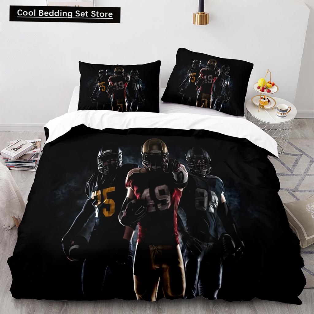 Американский футбол King Queen Пододеяльник с рисунком игрока в регби Комплект постельного белья для детей, подростков, взрослых, мяч, спорт, полиэстеровый пододеяльник