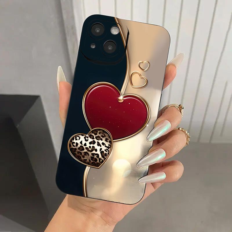 Фиолетовый Чехол для Телефона в Форме Сердца из ТПУ Для iPhone 17 16 Pro Чехлы iPhone 16E 11 12 13 14 15 Pro Max XS X XR 7 8 16 Plus Обложка