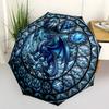 Blue Dragon Glass pattern umbrella, portable and foldable design, 8 ribs, a casual accessory for Halloween, Christmas, and birthday gifts.