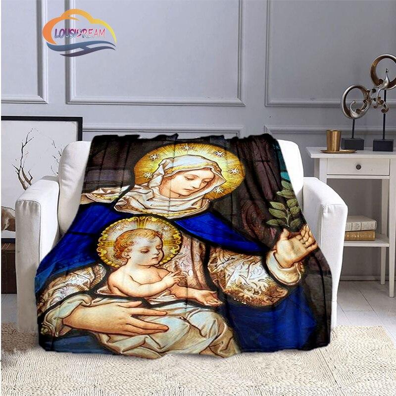 Одеяла с 3D принтом Христа Пресвятой Девы Марии, модные фланелевые кашемировые одеяла, модные религиозные мягкие покрывала, диванные одеяла