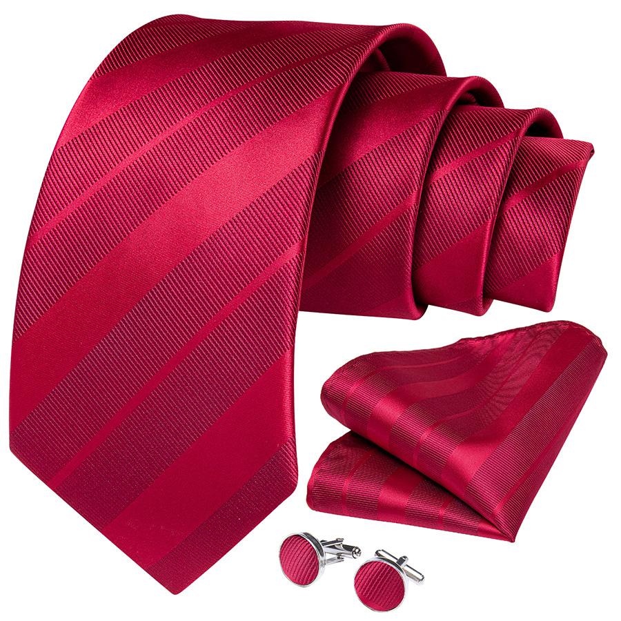 Mens Necktie with Flower Chain Brooch Pin Business Party Silk Tie Hanky Cufflink Set Dibangu