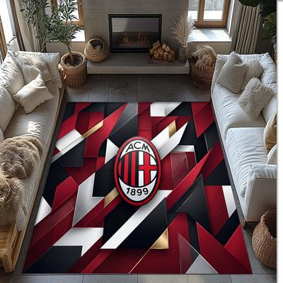 Фланелевый ковер с принтом AC Milan, нескользящий, мягкий, из полиэстера, для пола, декоративный коврик для спальни, гостиной, дивана, игровой комнаты, домашний декор