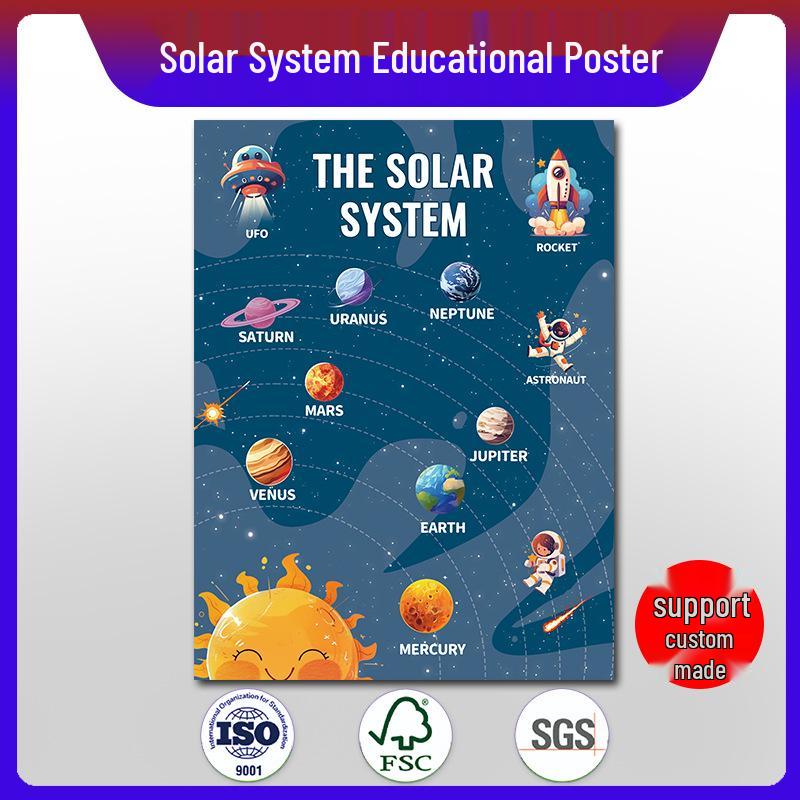Children's Solar System English Learning Poster for Classroom Education