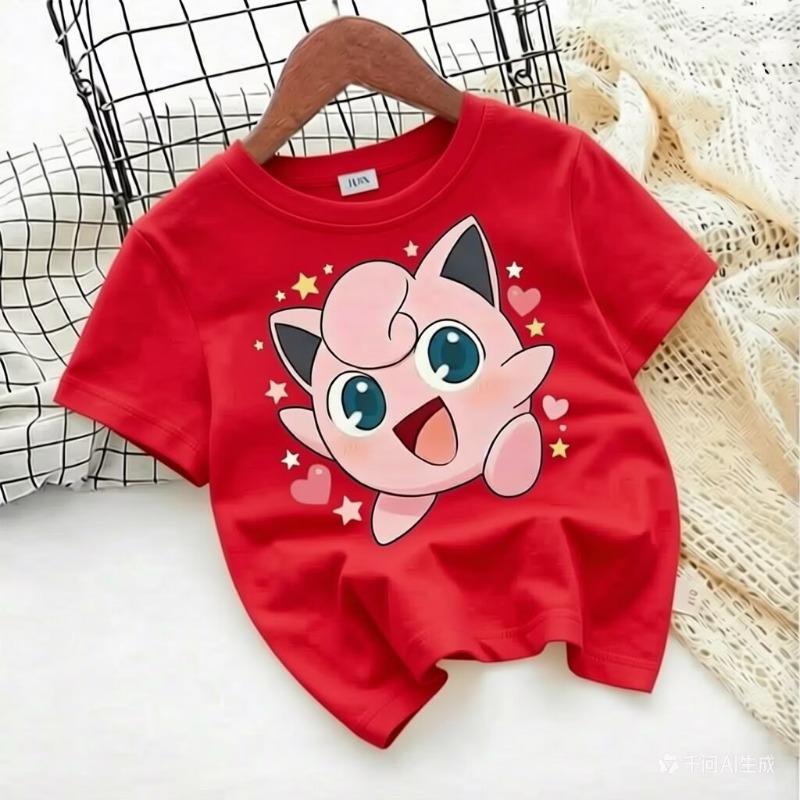 Футболка с принтом покемона Jigglypuff на лето 2026, свободная футболка из 100% хлопка для путешествий, игр и спорта в стиле Y2k