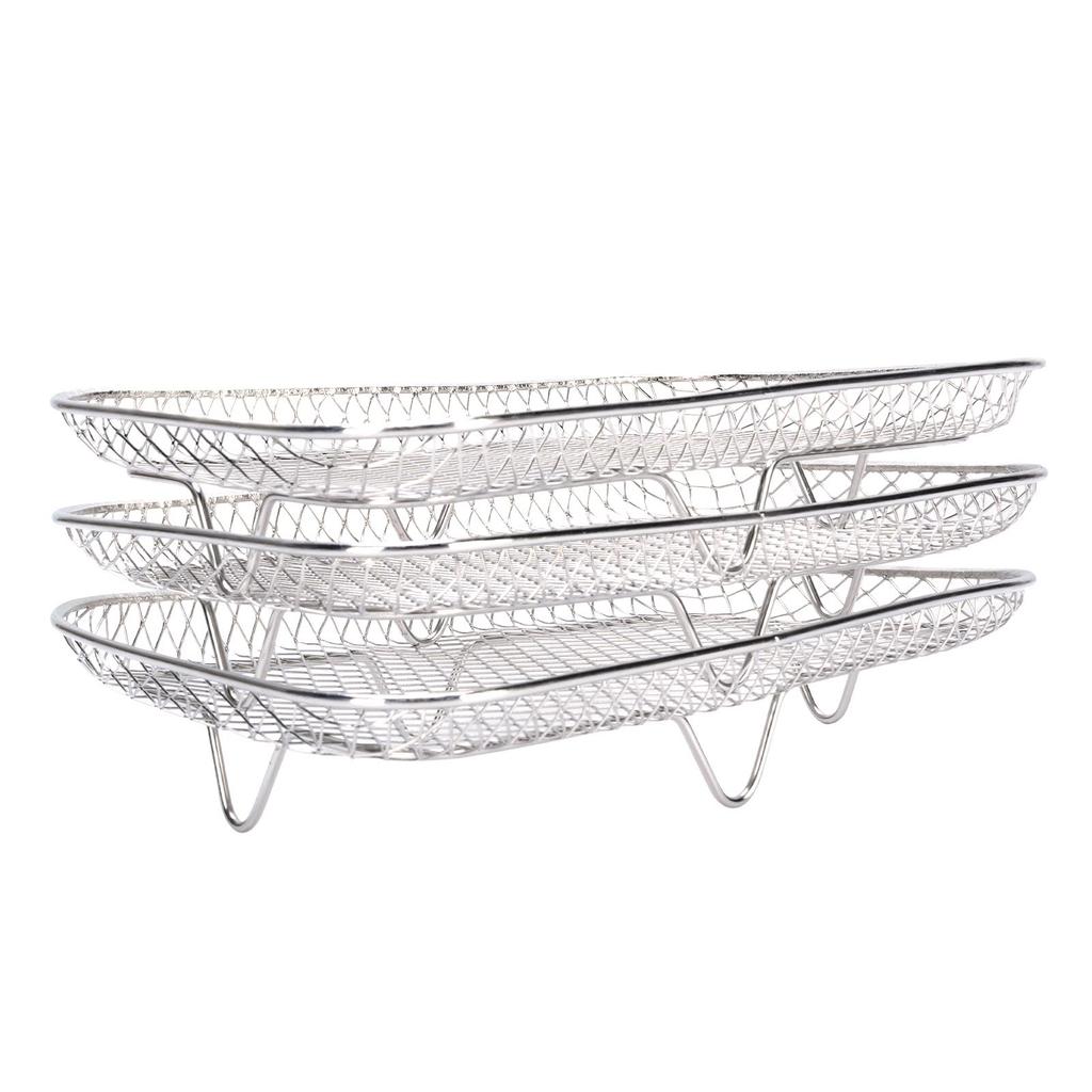 Набор из 3 решеток для фритюрницы из нержавеющей стали 304, штабелируемые, многоярусные, прямоугольные, можно мыть в посудомоечной машине