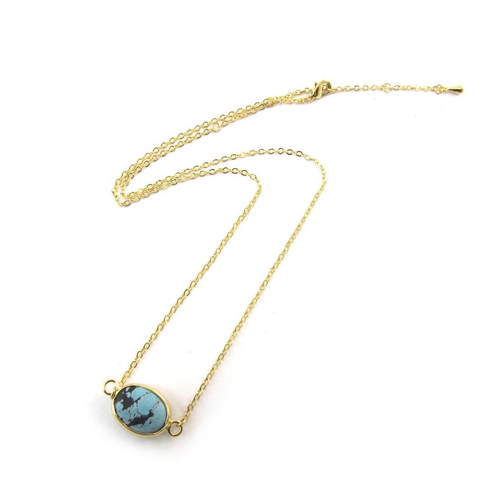 Les Trésors De Lily [N3746] - Golden Turquoise 'Mineralia' Necklace