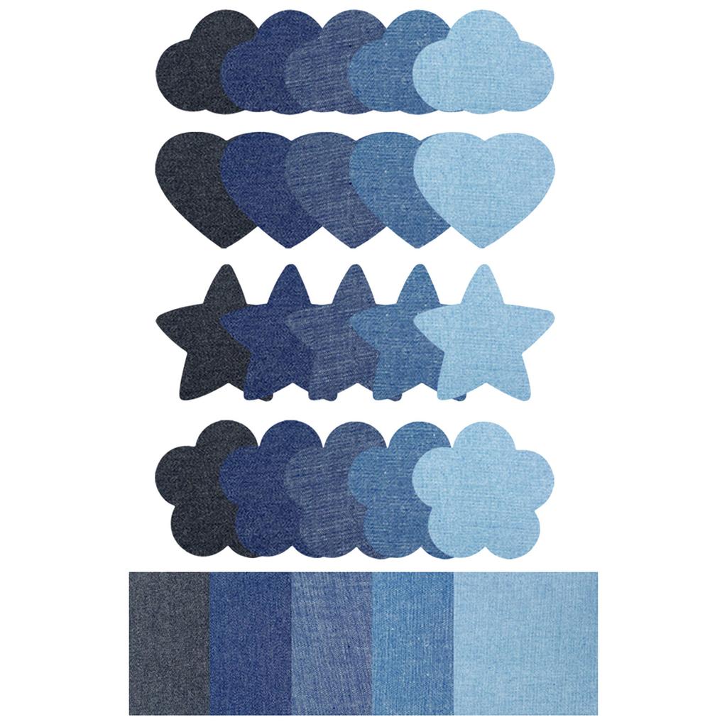 25 штук джинсовых заплаток, приклеивающихся утюгом, 5 цветов, заплатки для джинсов, курток, одежды, для ремонта и украшения