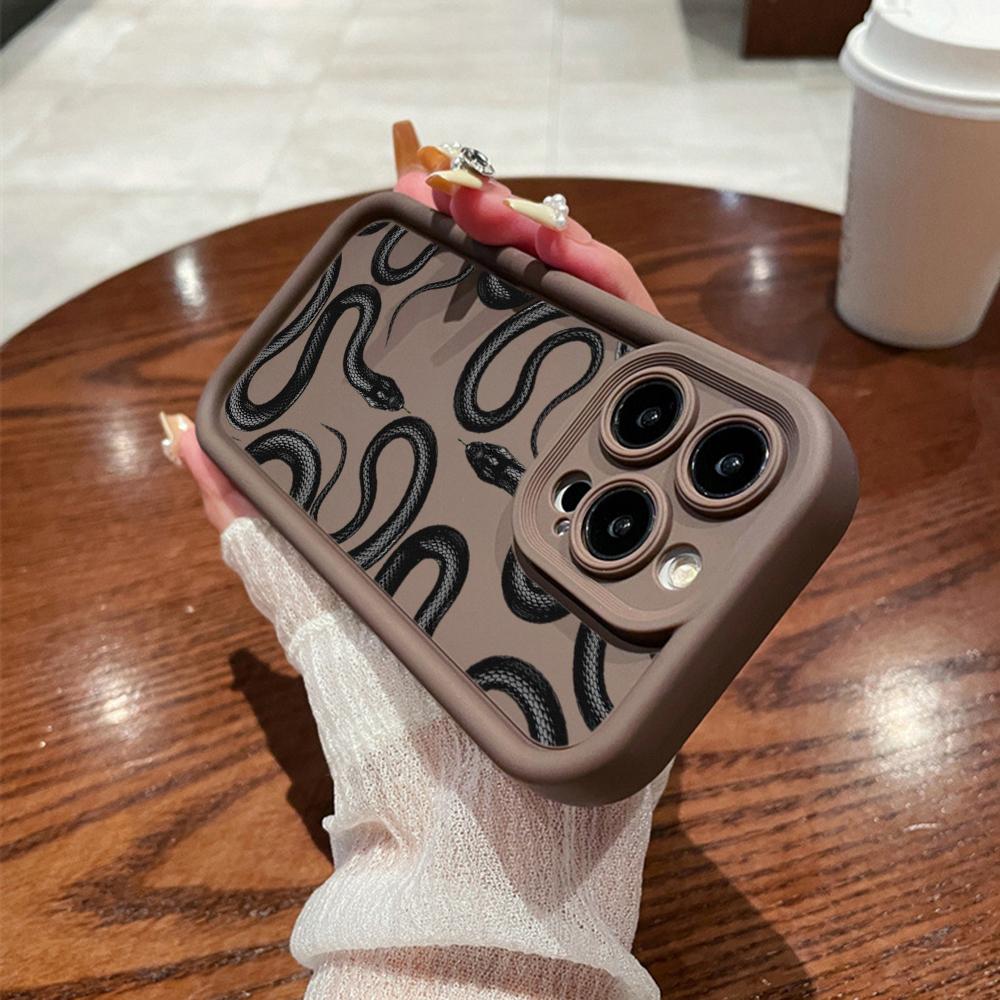 N72, черные, золотые, змеиные, мягкие чехлы для телефонов с ангельскими глазками для iPhone 15, 14, 12, 11 Pro Max 13 mini 7 8 6S Plus XS Max XR SE, противоударный чехол-бампер