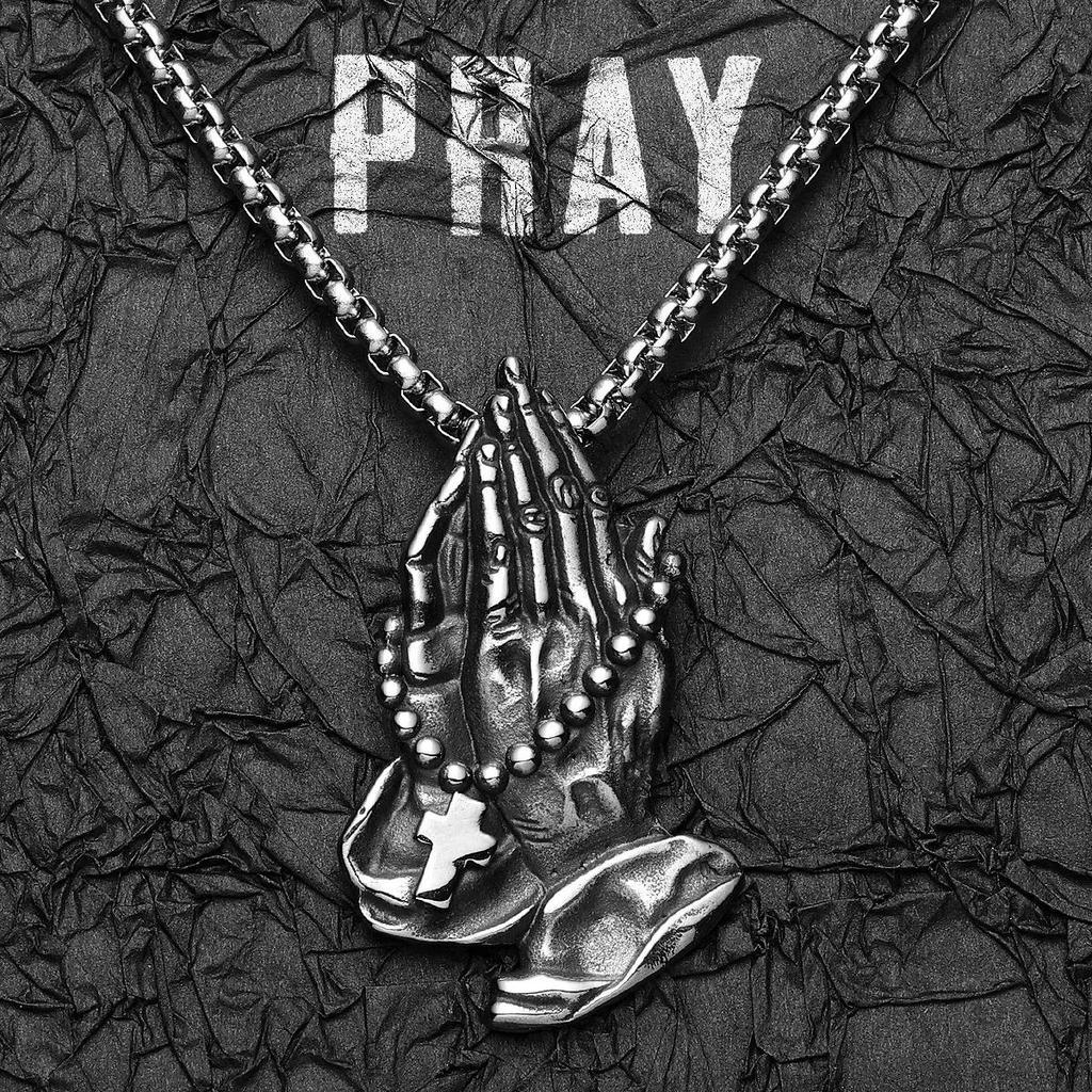 Retro Vintage Pray Jesus God Christian Pendant Necklace Chain Unisex Fashion Gothic Amulet Talisman Jewelry Party Gift