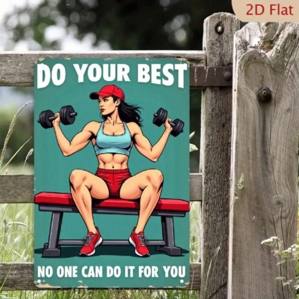 Vintage Gym Metal Poster Motivational Wall Art for Female Athletes Sports Decor
