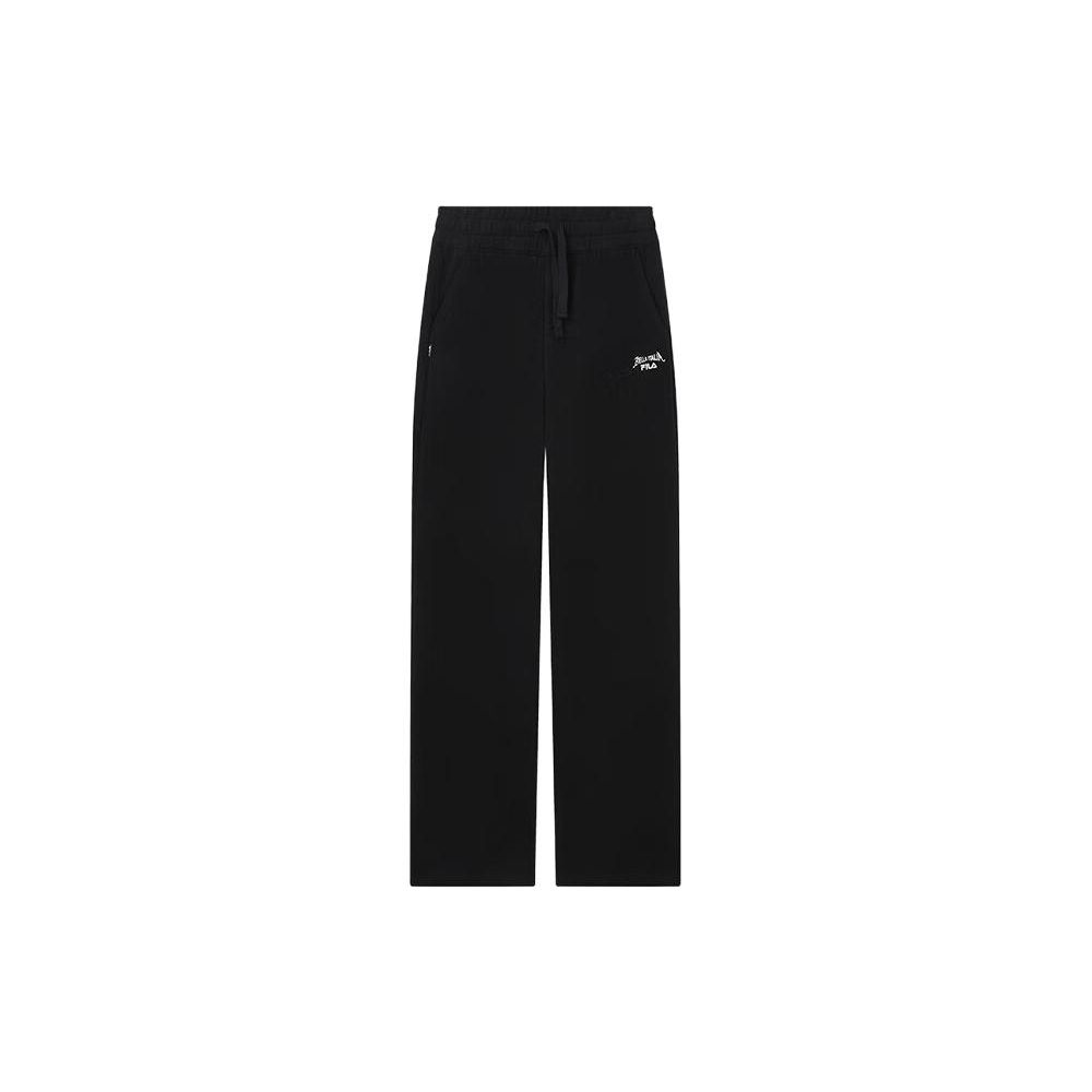 Fila Спортивные вязаные брюки с широкими штанинами и принтом букв, женские брюки, черные F11W339609FBK