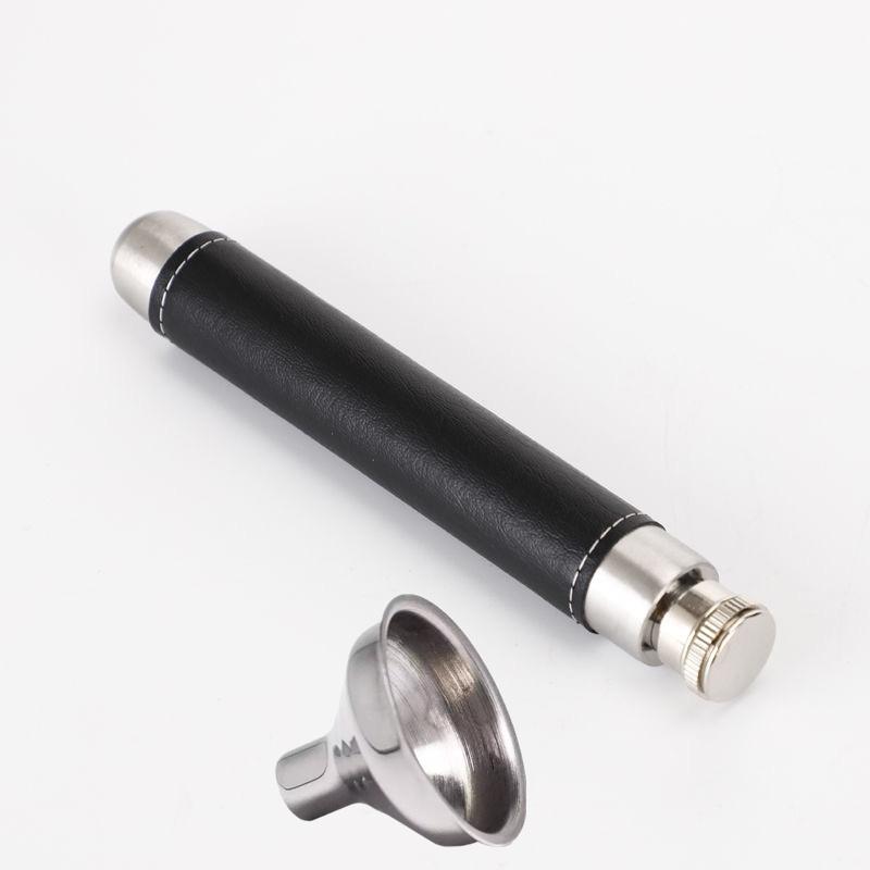 2pcs/set Mini Hip Flask 1.5oz Whisky Vodka + Funnel Stainless Steel Hip Flask Personalized Pen Holder Shape Flagon Men's Gift
