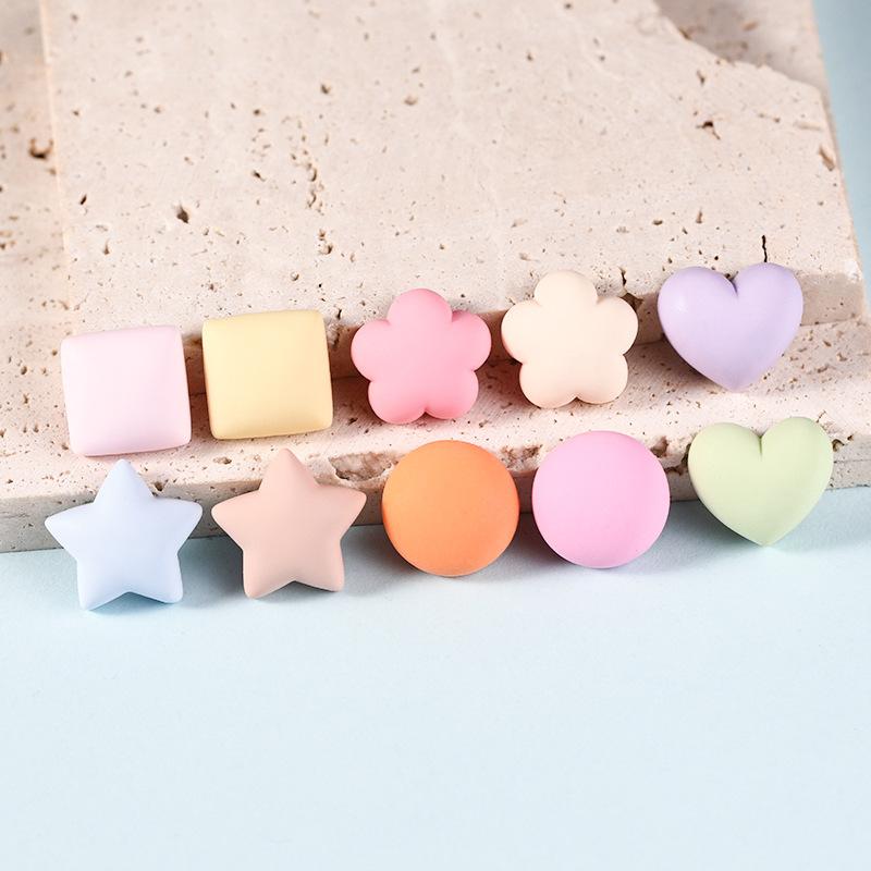 Home Living Hairpin Material DIY Cream Glue Macaron Color Five-pointed 10pcs Phone Case Patch Poreless Plum Love Blossom Patch Matte
