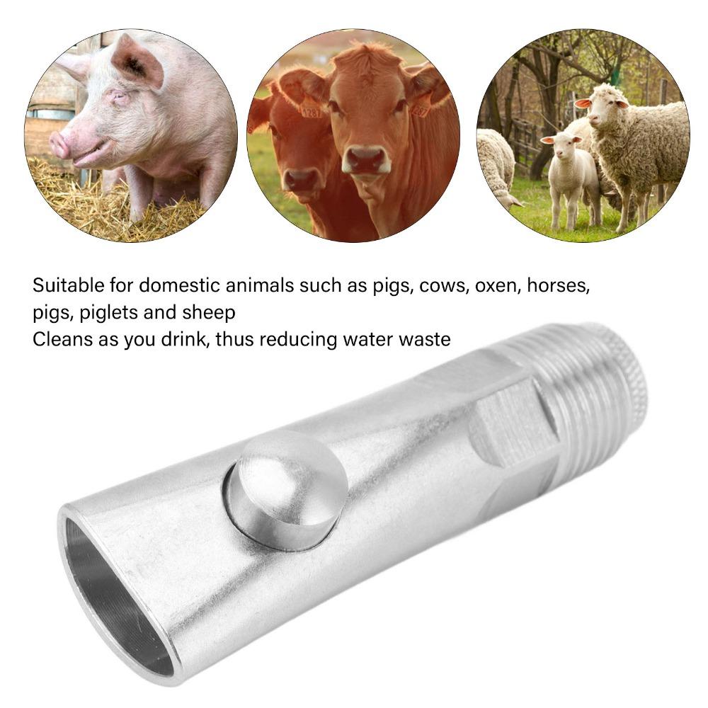2 Pcs Silver Pig Water Nipple Thickened Stainless Steel Pig Drinker Pig Feeder Nipple For Sheep