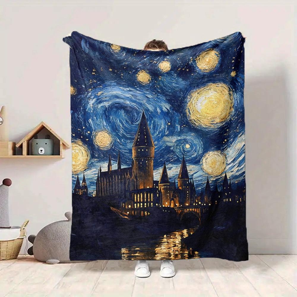 1pc Starry Night Blanket Warm, Cozy, And Soft, Suitable for Sofas, Beds, Cars, And Office Use.Perfect for Camping And Travel, Making It a Great Gift f