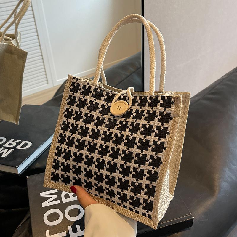 Новая летняя льняная сумка для женщин на работу и переноску ланч-бокса для модных льняных сумок