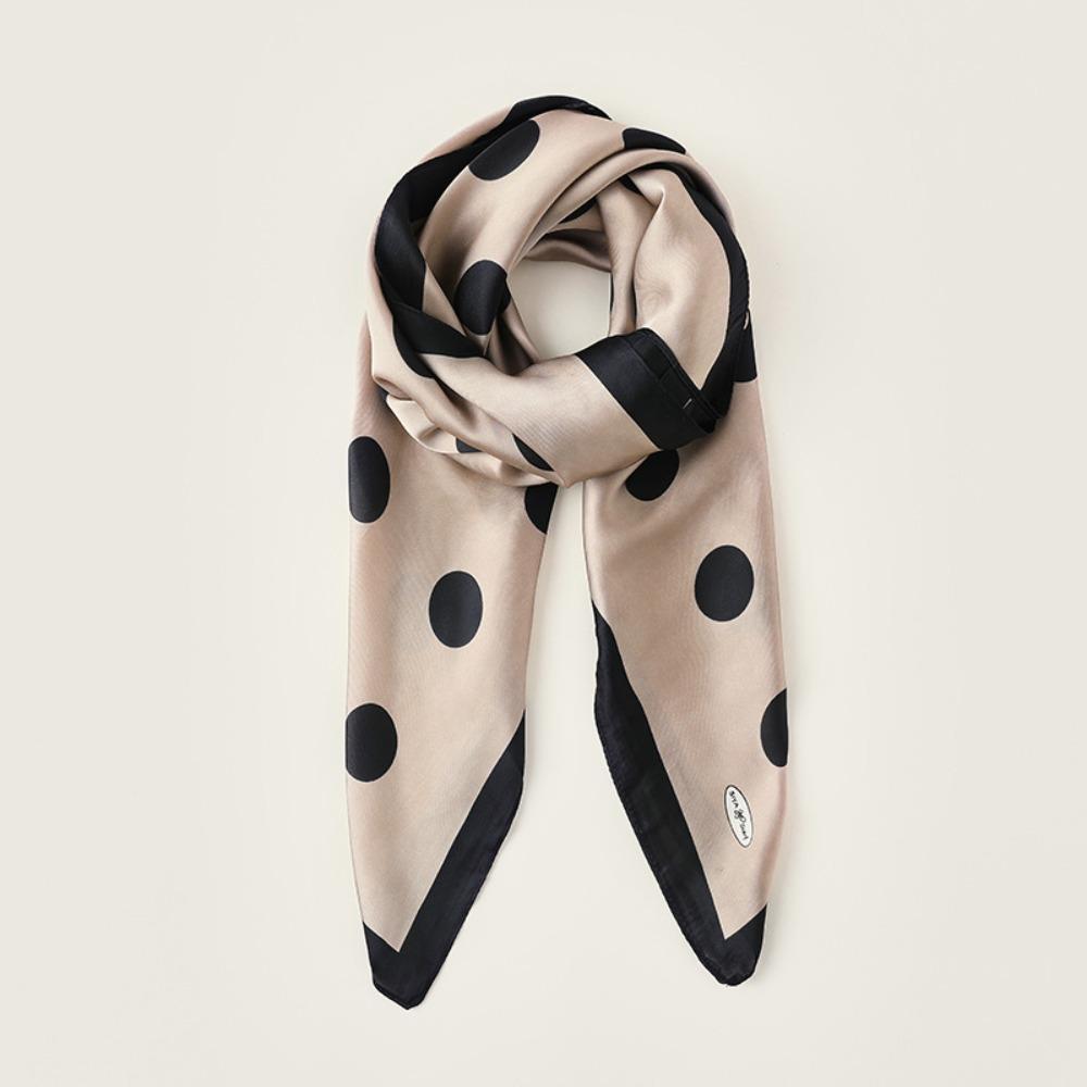 Elegant Women's Silk Scarf Soft Hijab Shawl Wraps Fashion Dot Print Silk Scarf  Bandana