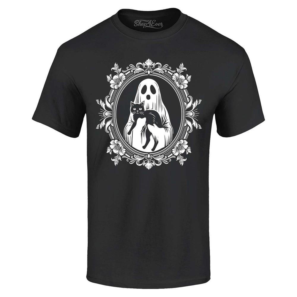 Haunted Frame Ghost and Black Cat T-shirt Halloween Summerween Shirt