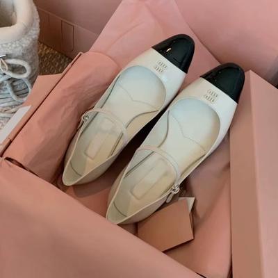 Версия из овчины~ Однословный ремень miu кожаные туфли на кошачьем каблуке женские маленькие кожаные туфли в стиле французской Хепберн туфли Мэри Джейн балетки