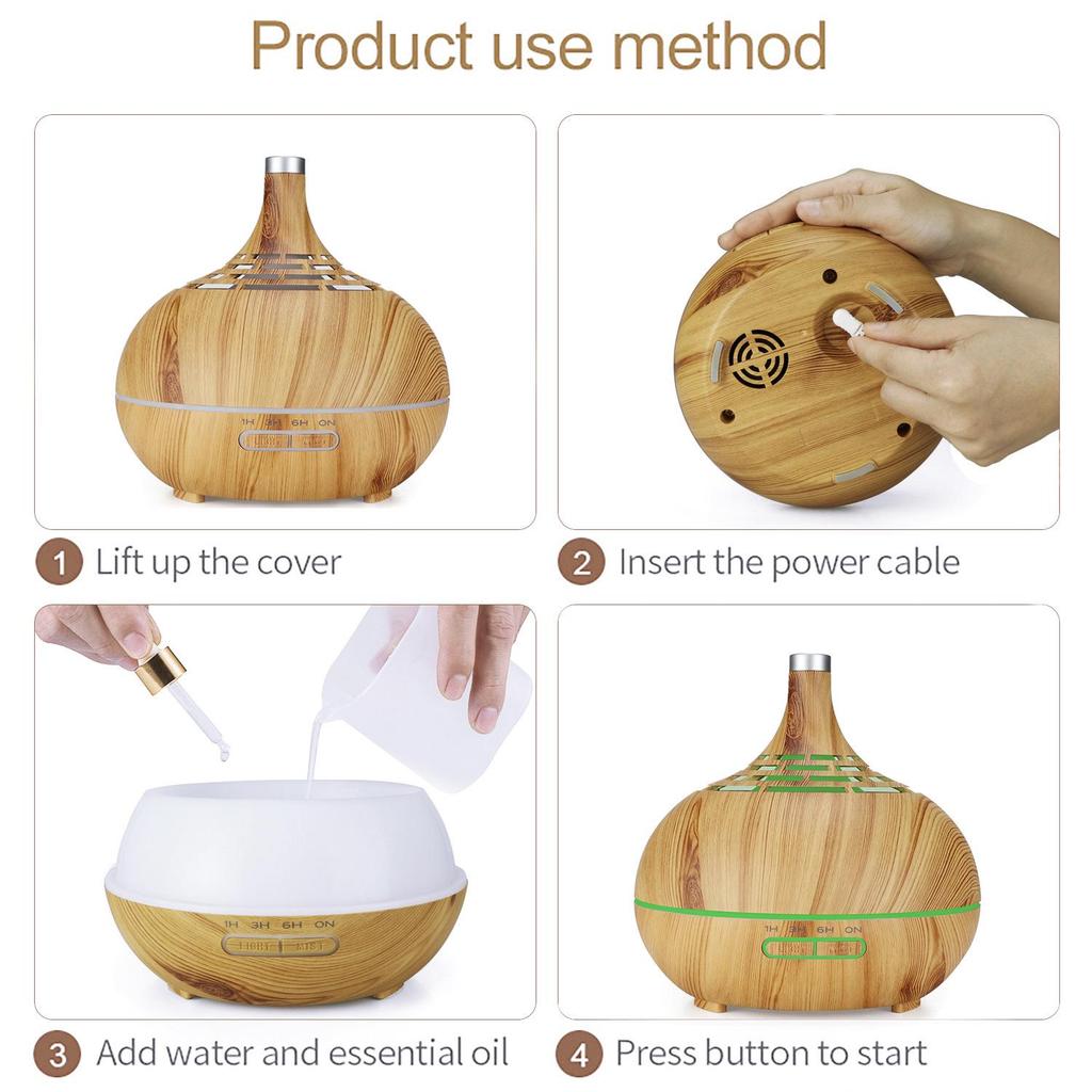 WiFi Wood Grain Aroma Diffuser, 400ML Air Atomizing Humidifier