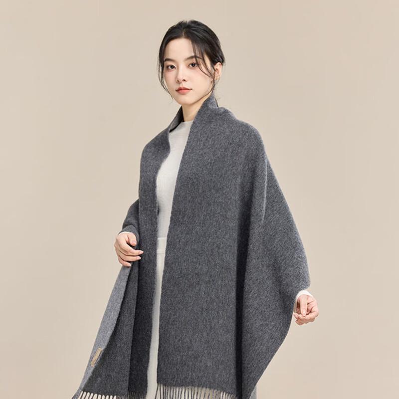 JIUMU Women's Pure Wool Autumn/Winter Dual-Use Cape Shawl Scarf SZ049