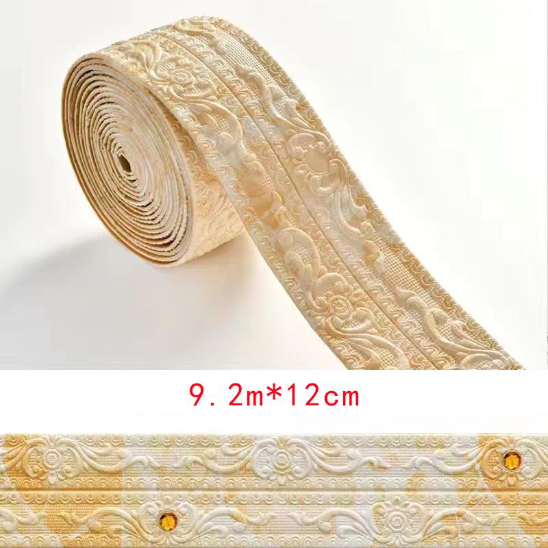 9M 3D Foam Wall Edge Strip Stickers Self-adhesive Corner Waist Line Background Wall Sticker Waterproof Decor Trim Line Skirting
