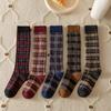 Paypoqlar Ayollar Harajuku Retro Vintage Plaid uzun paypoq paypoq JK kollej uslubidagi maktab qizlari paxta tizzalari paypoqlari ayollar paypoqlari