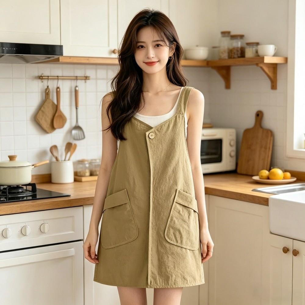 Splash-Proof Adult Apron Waterproof Vest-Style Apron Portable Kitchen Apron Restaurant