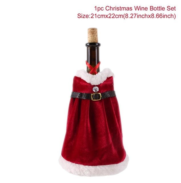 New Year Wine Bottle Cover Merry Christmas Decor For Home Christmas Table Decor Gift
