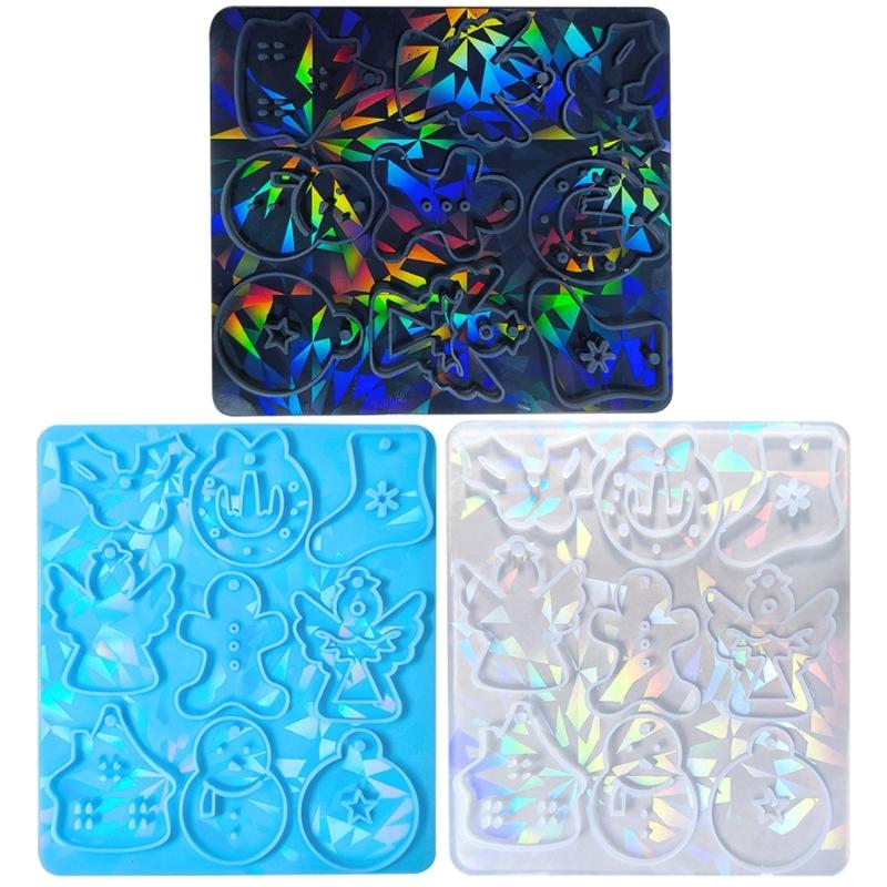 Combined Socks Holographic Light Shadow Ornaments Silicone Epoxy Keychain Mold DIY Pendant Jewelry for Valentines Gift