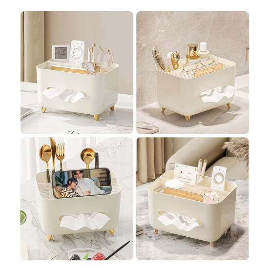 Многофункциональный держатель для крышки коробки салфеток с отделениями для хранения прямоугольных салфеток большой емкости