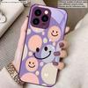 Розово-фиолетовое круглое сердце Для iPhone 16 E 15 14 13 Plus 12 mini 11 Pro Max XR Xs X 7 8 Plus 6 6S 16E Закаленное стекло Чехол для телефона