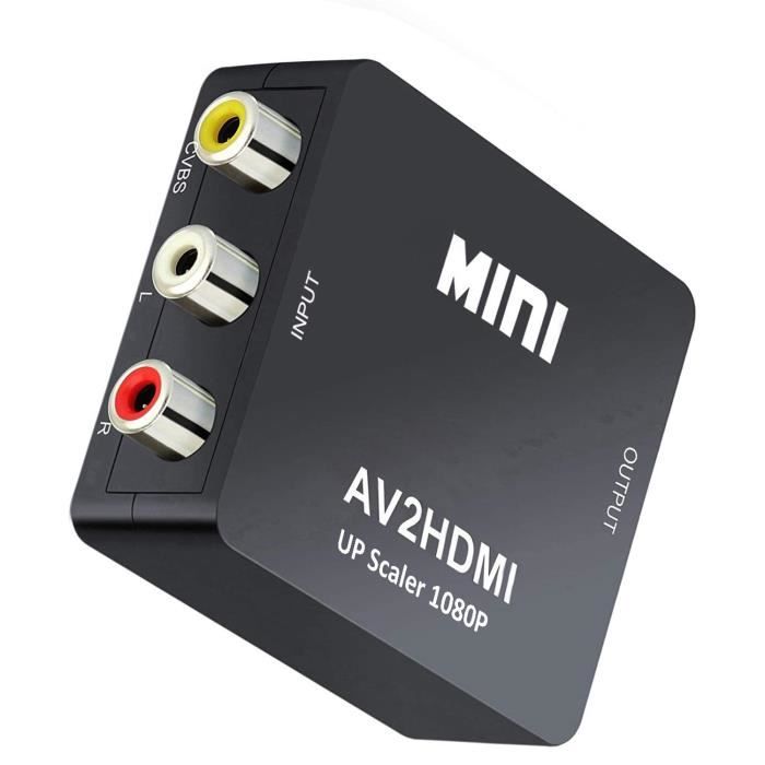 Adaptateur RCA vers HDMI - Zamus - Mini AV - 1080P - Compatible PS2 et Wii - Noir