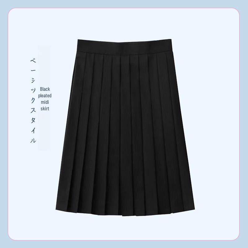 Японская плиссированная летняя школьная юбка JK - чистый черный индиго, в стиле колледжа