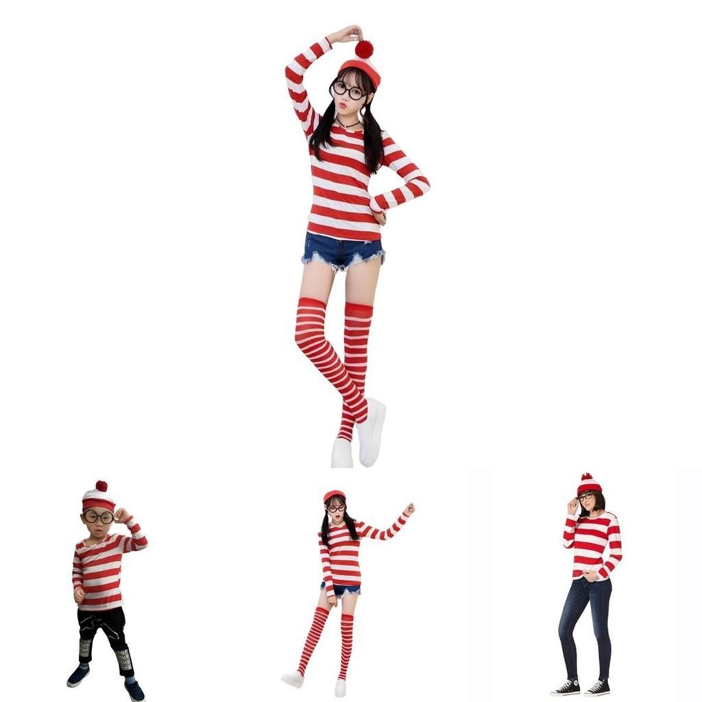 Where's Wally Halloween Costume Fun And Smart Uk Anime Cos Dress-up Outfit