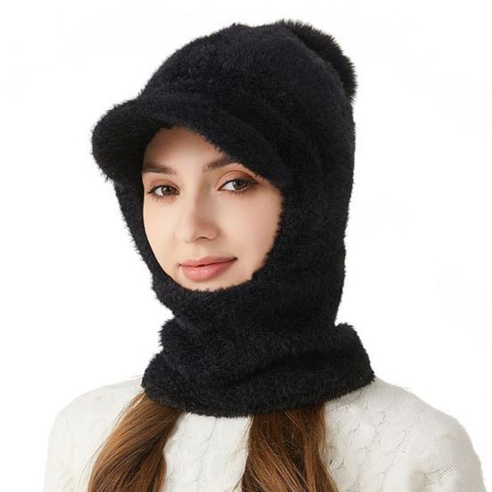 Зимняя велосипедная шапка со встроенным защитным экраном для лица и утеплителем для шеи с короткими полями, ветрозащитный толстый плюшевый шарф с полной защитой для улицы, головной убор для холодной погоды