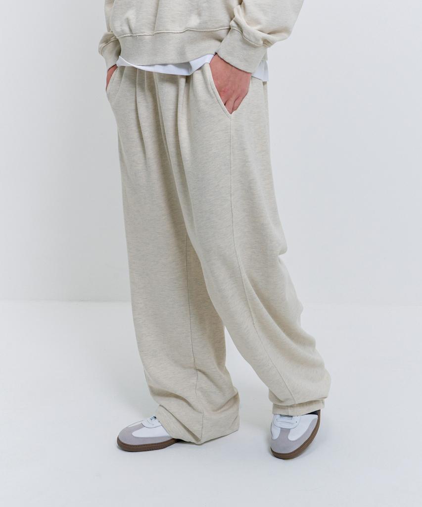 PSSHOPPER Curved Washed Wide Sweatpants [Cream]