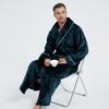 Men's Shawl Collar Robes Full Length Fleece Plush Bathrobes Soft Spa House Coat with Pockets Fluffy Spa Robes Winter Warm Flannel Long Robe for Men