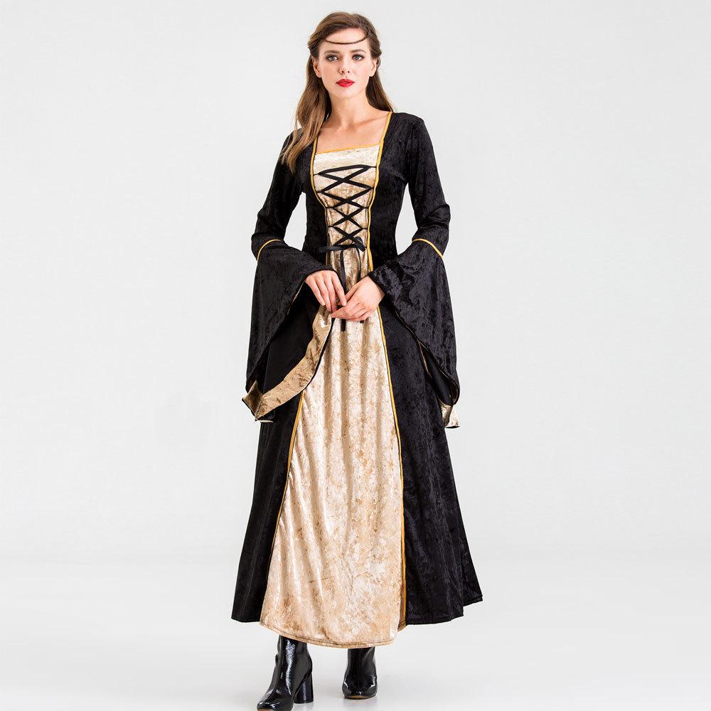 2019 European Retro Court Long Dress – Luxury Halloween Queen Costume Role Play Princess Outfit