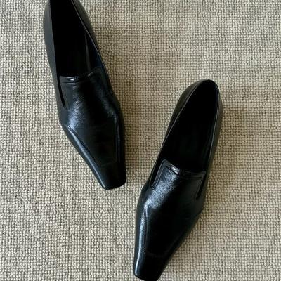 Версия из коровьей кожи~ Натуральная кожа, маленький квадратный носок, низкий каблук, женские мюли, универсальные, темпераментные, кожаные туфли, Мэри Джейн, для работы, одинарные туфли, w