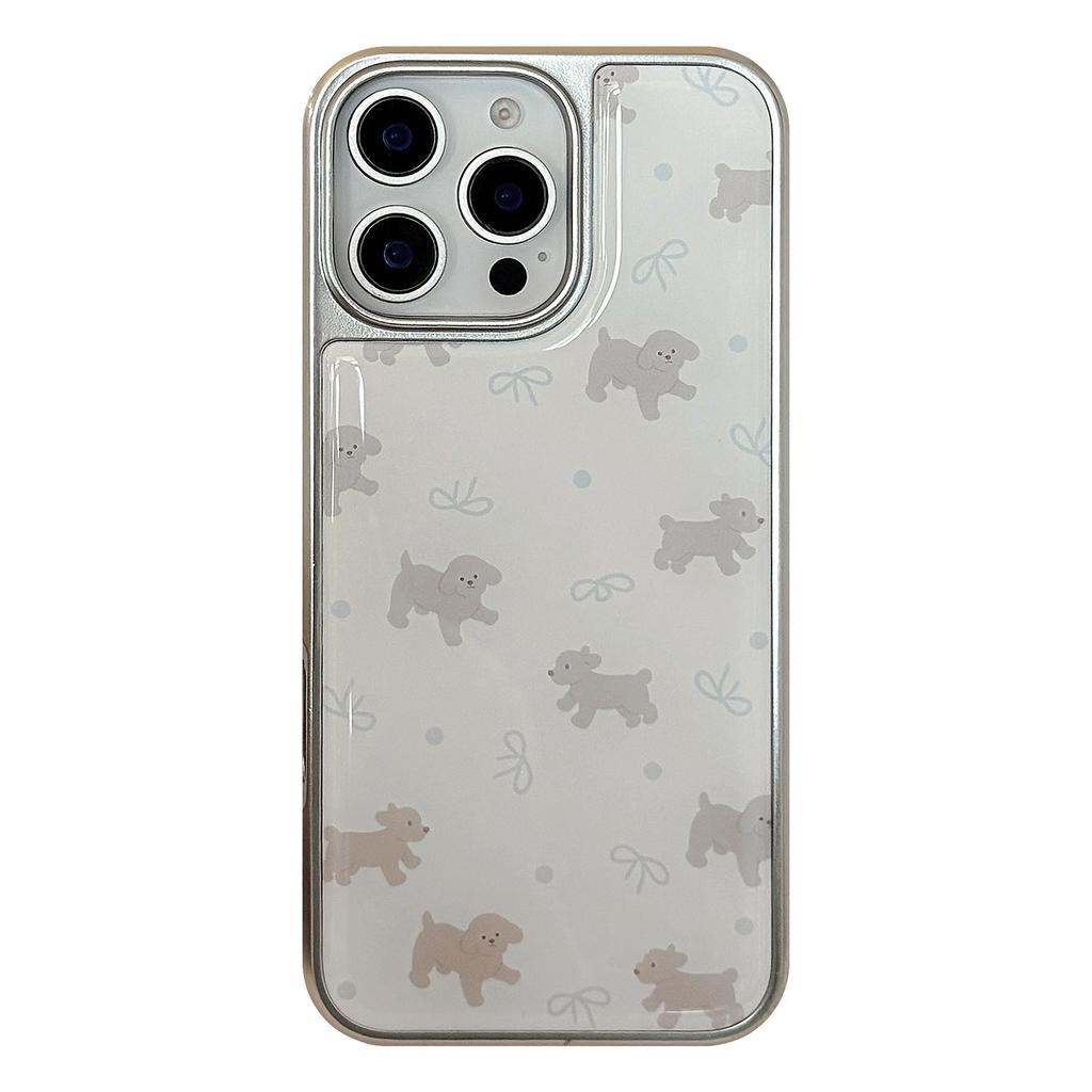 Cute Gray Teddy Suitable for 16 Apple 15 Promax Mobile Phone Case Iphone 14 Silver Edge Glue 13 Niche Huawei