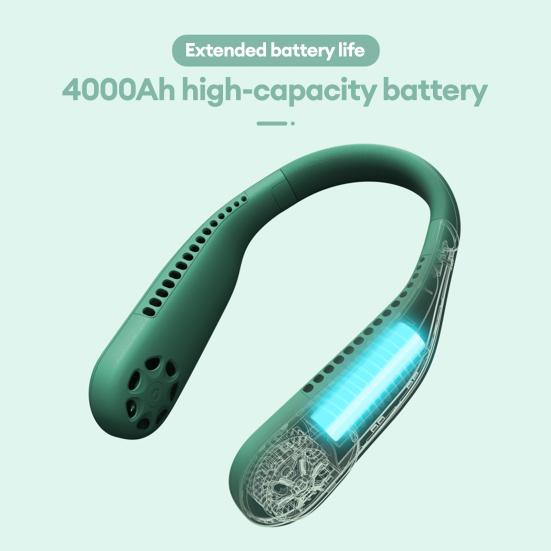 Мини-вентилятор для шеи без лопастей с USB-зарядкой 4000 мАч Портативный охлаждающий вентилятор 3 скорости 7 часов работы от аккумулятора Легкий Тихий Вентилятор для путешествий для улицы Путешествий Офиса