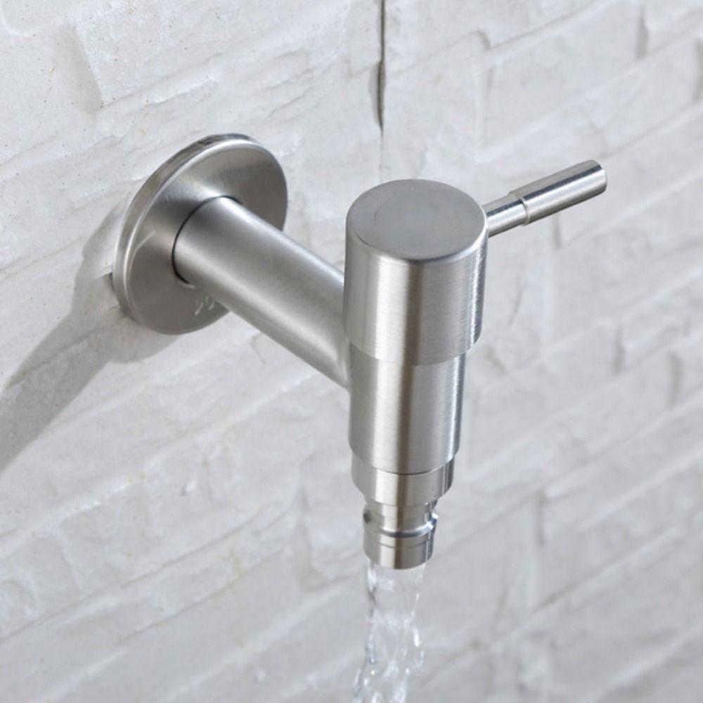 Настенный кран для стиральной машины Т-образный 304 Нержавеющая сталь Садовый кран Быстрооткрывающийся Удлиненный Односторонний холодный кран