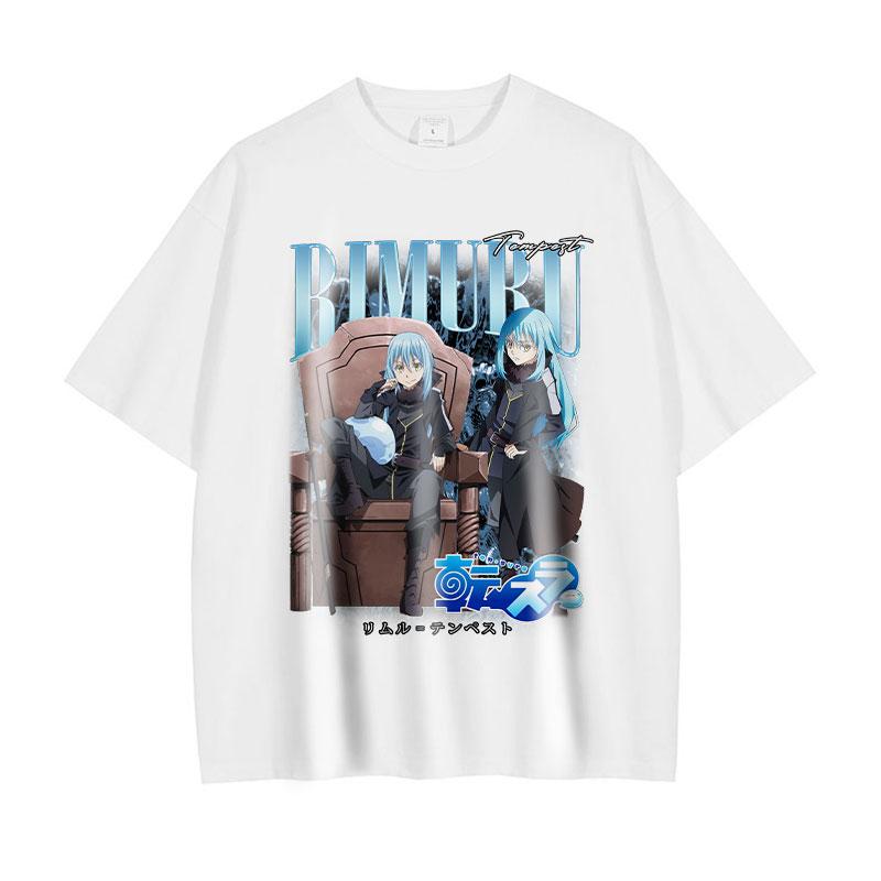 Аниме «О моём перерождении в слизь» Футболки Streetwear Винтажные стираные Rimuru Tempest Футболка Свободные Топы Футболки Унисекс