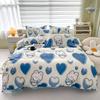 Blue Love Duvet Cover Set Heart Shaped Cute Rabbit Print Bedding Sets For Women Girls Teens Bed Set Flat Sheet Reversible Covers
