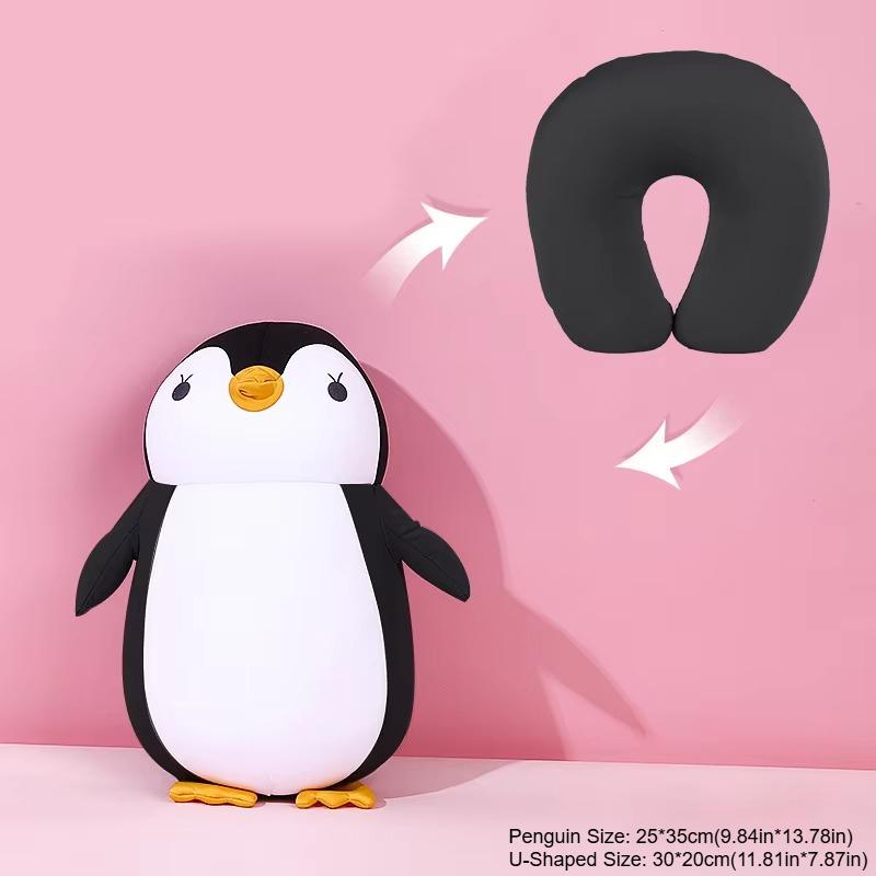 Милая мягкая игрушка-пингвин 2 в 1, животное для путешествий, поддерживающая подушка для шеи в форме буквы U, трансформирующаяся подушка-пингвин для детей