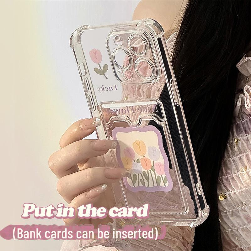 Чехол для iPhone Zhitai 16 Pro Max: Стильный защитный чехол для iPhone 13-15, держатель для карт в комплекте.