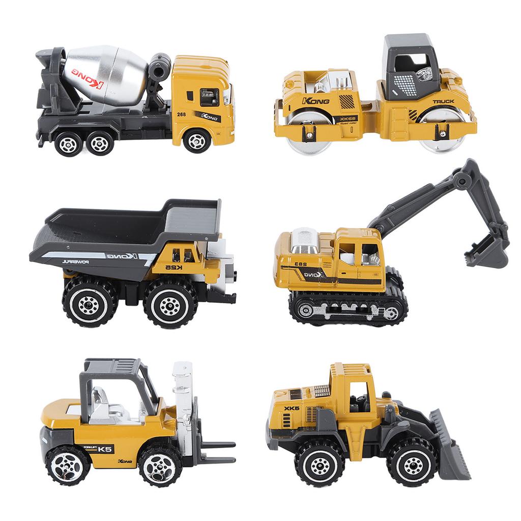 6pcs 1:64 Construction Vehicle Toy Mini Decoration Alloy Construction Vehicle Car for Children