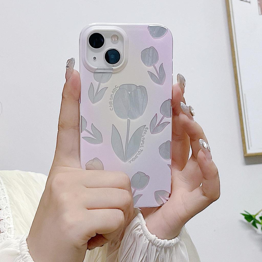 Силиконовый чехол Laser Flower Tulip для Xiaomi Redmi Note 12 11 Samsung A54 A24 A14 Oppo A78 A58 A38 Infinix Note 30 Funda Painted Cover Soft TPU Bumper